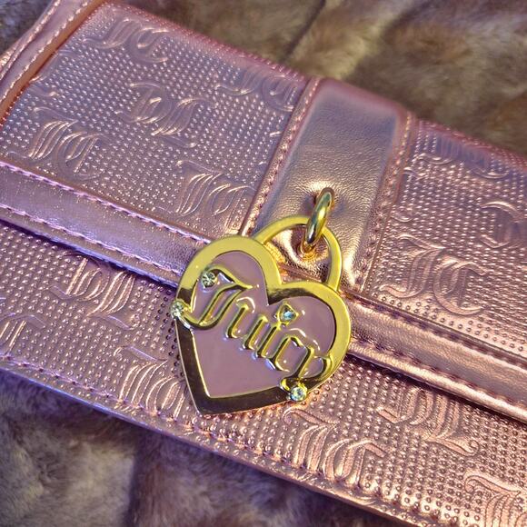 Juicy Couture Metallic Small Bubblegum Pink Shoulder bag Gold Hardware Chain - Picture 3 of 5